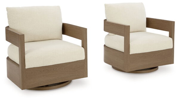 Serene Bay - Dark Brown / White - Swivel Glider Chair With Cushion - Image 3