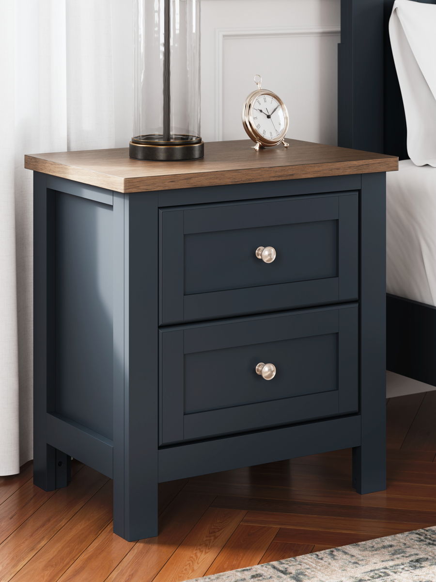 Landocken - Two Drawer Night Stand - Brown / Blue - Image 4