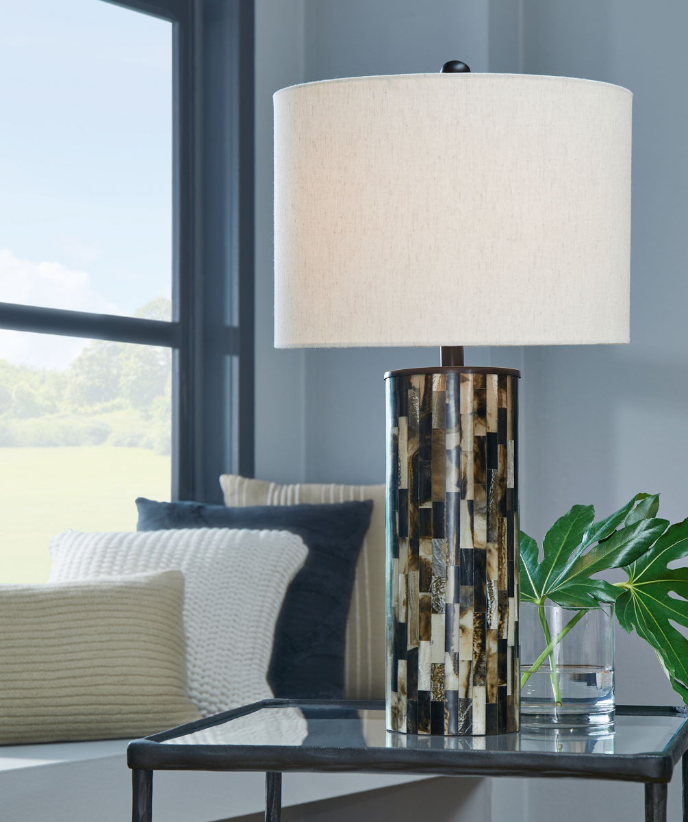 Ellford - Poly Table Lamp - Black / Brown / Cream - Image 2