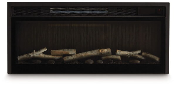 Entertainment Accessories - Black - Fireplace Insert With Faux Birch Log Set - Image 3