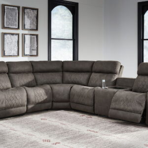 Hoopster - Gunmetal - Zero Wall Power Recliner with Console 6 Pc Sectional