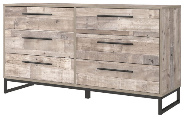 Neilsville - Whitewash - Six Drawer Dresser - Vinyl-Wrapped - Image 2