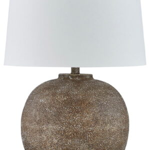Neavesboro - Antique Brown / White - Metal Table Lamp