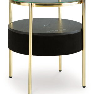 Nedman - Black / Gold Finish - Accent Table With Speaker