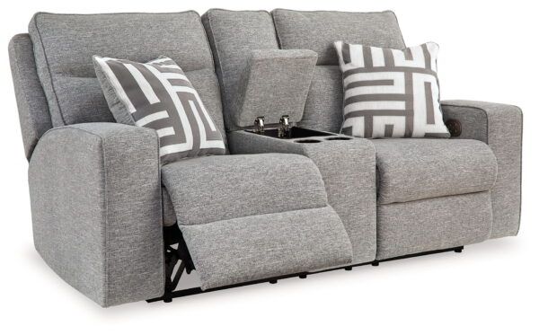 Biscoe - Pewter - Power Reclining Loveseat With Console /Adj Headrest - Image 3