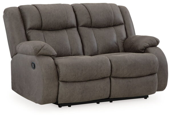 First Base - Gunmetal - Reclining Loveseat - Image 2