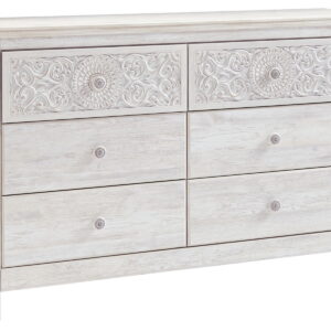 Paxberry - Whitewash - Six Drawer Dresser - Medallion Drawer Pulls