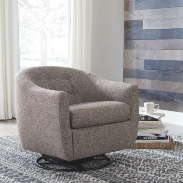 Upshur - Taupe - Swivel Glider Accent Chair - Image 3