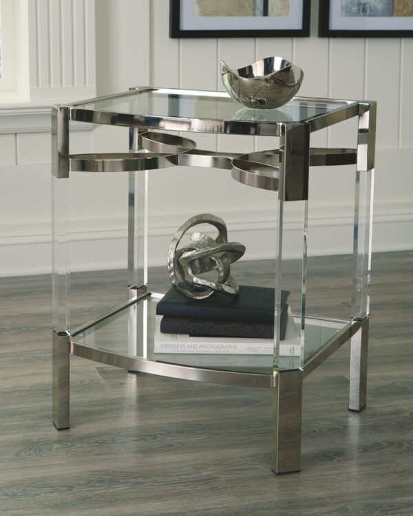 Chaseton - Clear / Silver Finish - Accent Table - Image 2