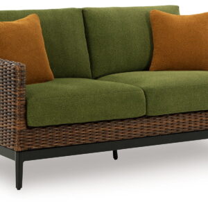 Horizon Hall - Brown / Green - Loveseat With Cushion