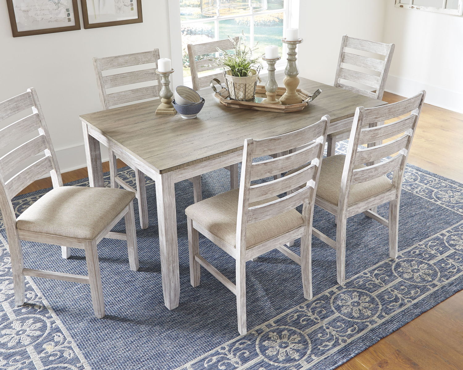 Skempton - Dining Room Table Set (Set of 7) - White - Image 4