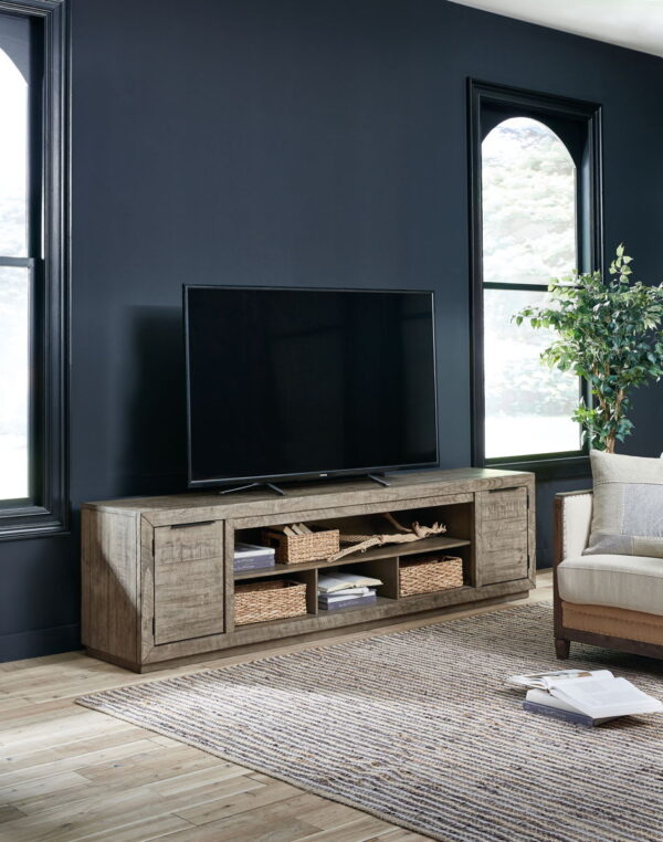 Krystanza - Weathered Gray - XL TV Stand w/Fireplace Option - Image 2