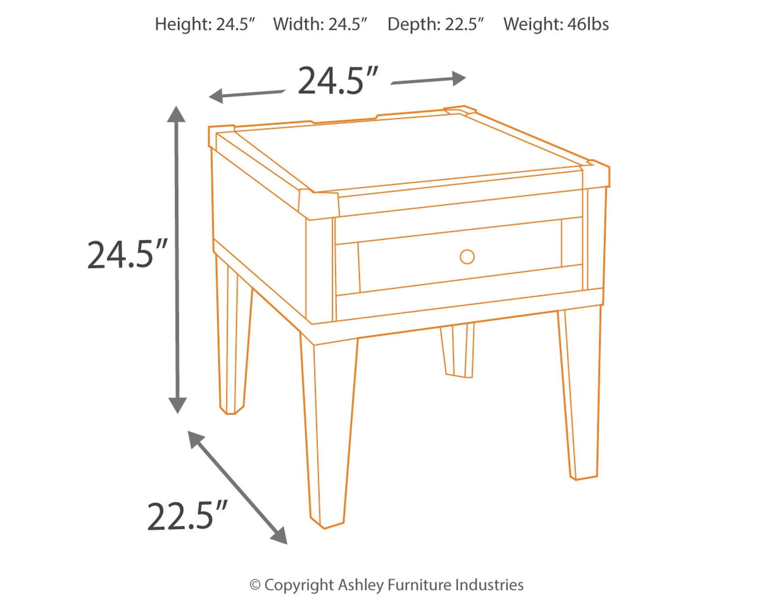 Todoe - Rectangular End Table - Dark Gray - Image 3