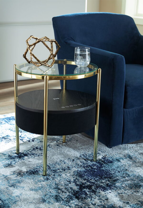 Nedman - Black / Gold Finish - Accent Table With Speaker - Image 3