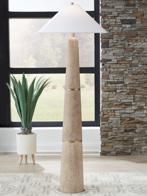 Gasparleigh - Brown / Gold Finish - Poly Floor Lamp - Image 3