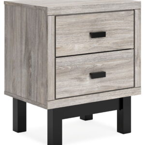 Vessalli - Black / Gray - Two Drawer Nightstand