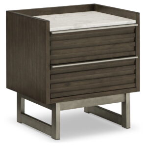 Arkenton - Two Drawer Night Stand - Grayish Brown / White