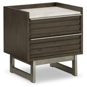 Arkenton - Grayish Brown / White - Two Drawer Night Stand
