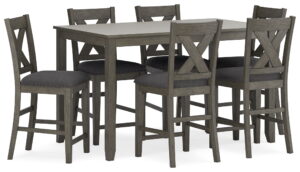 Caitbrook - Rect Drm Counter Table Set (Set of 7) - Gray