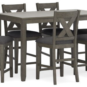 Caitbrook - Gray - Rect Drm Counter Table Set (Set of 7)