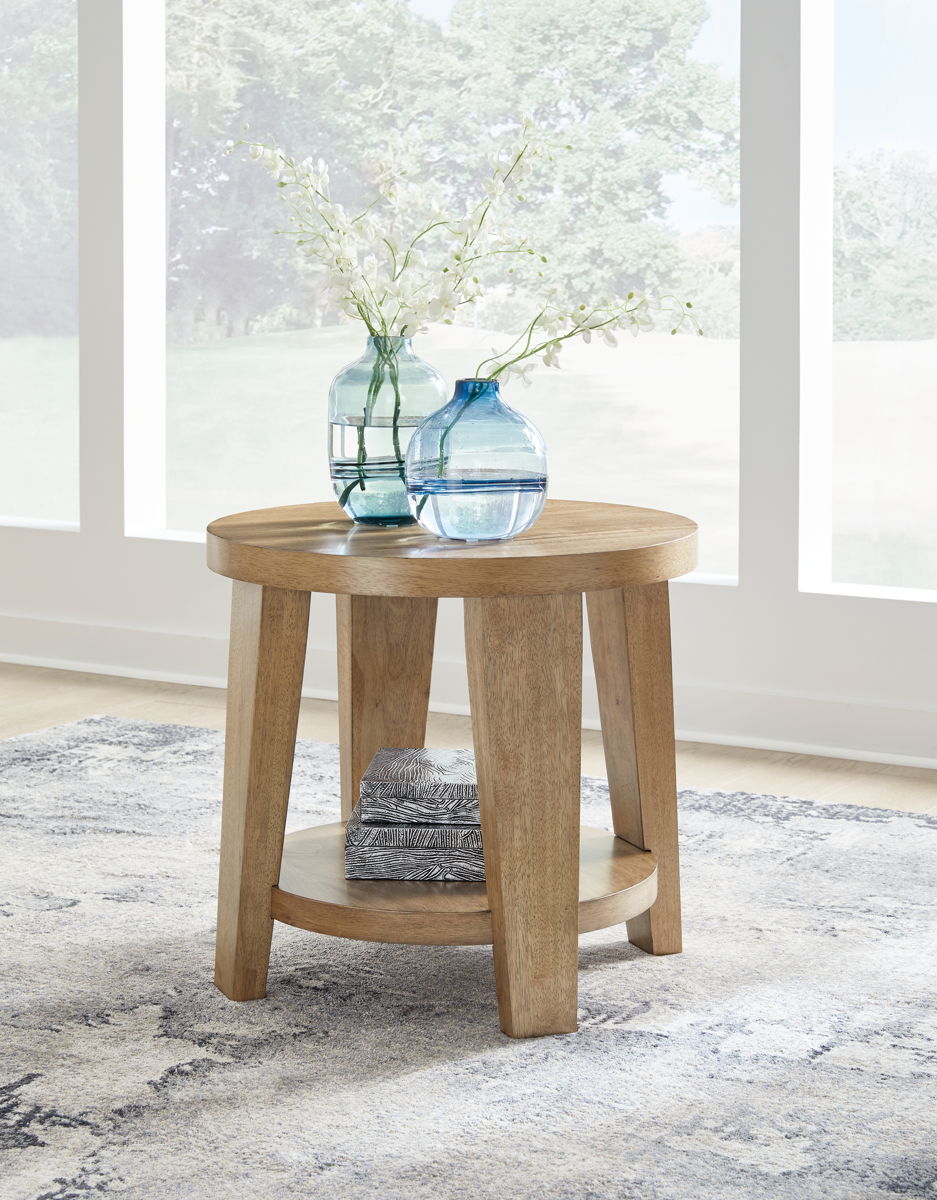 Kristiland - Round End Table - Light Brown - Image 3
