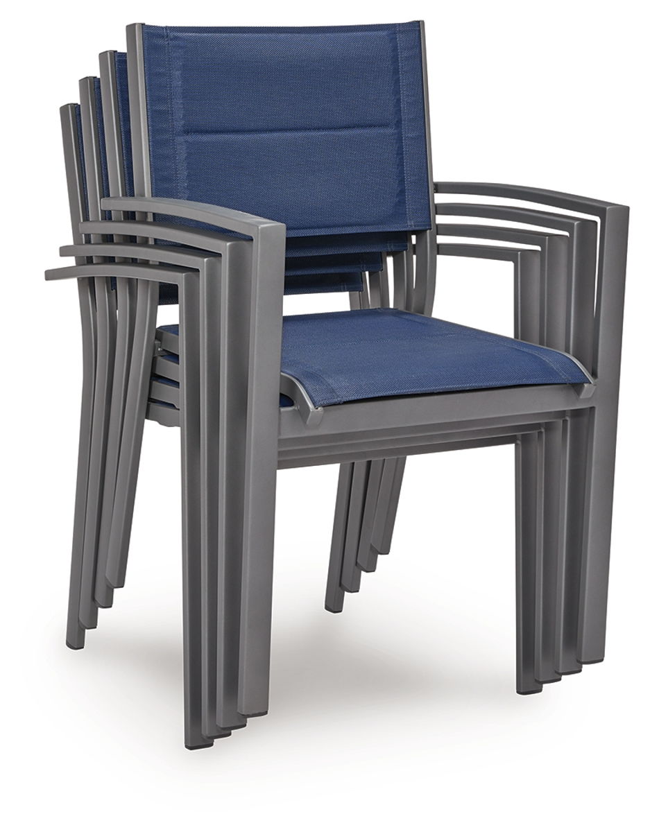 Rocky Creek - Sling Arm Chair (Set of 4) - Blue / Gray - Image 4
