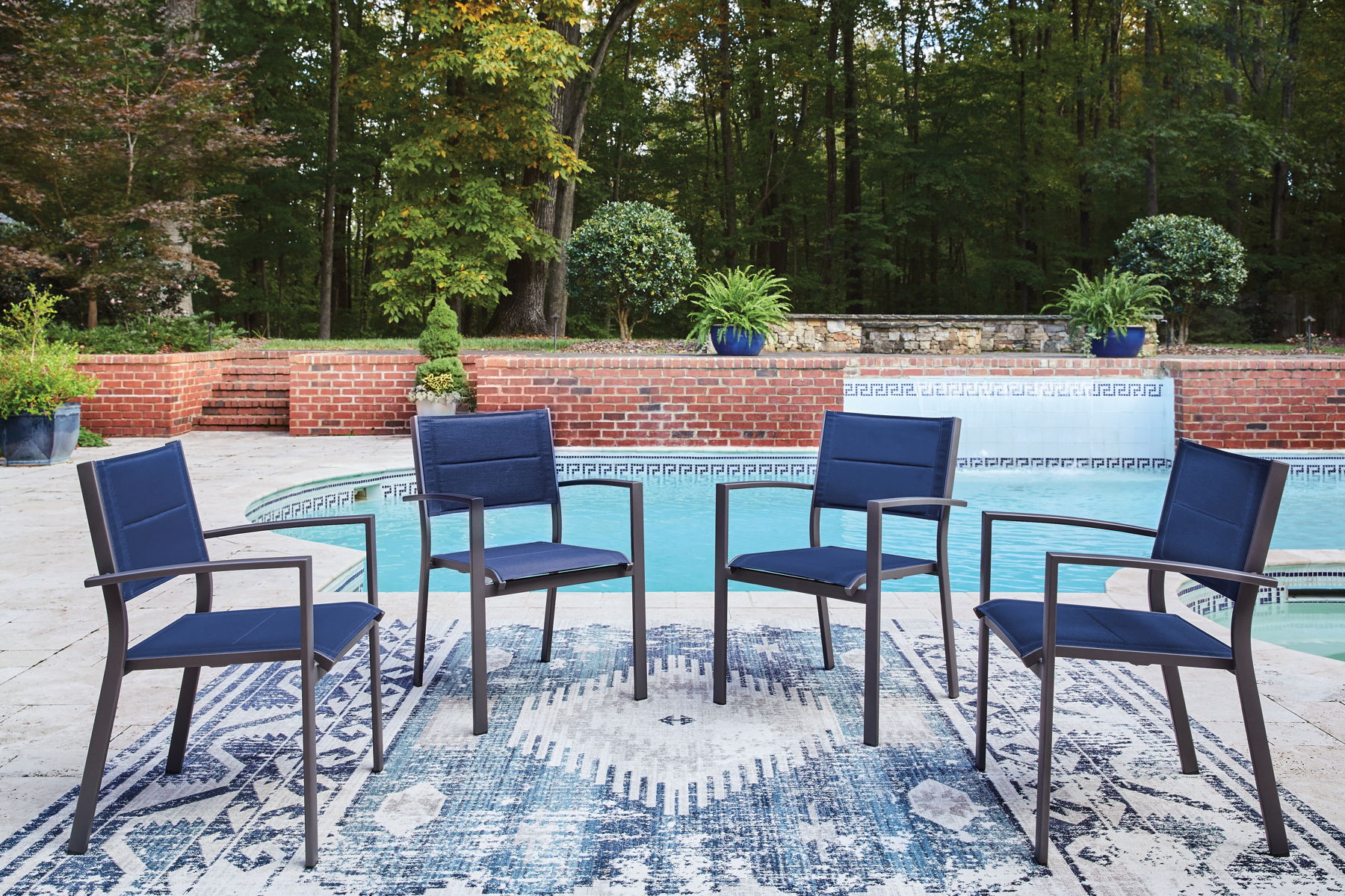 Rocky Creek - Sling Arm Chair (Set of 4) - Blue / Gray - Image 2