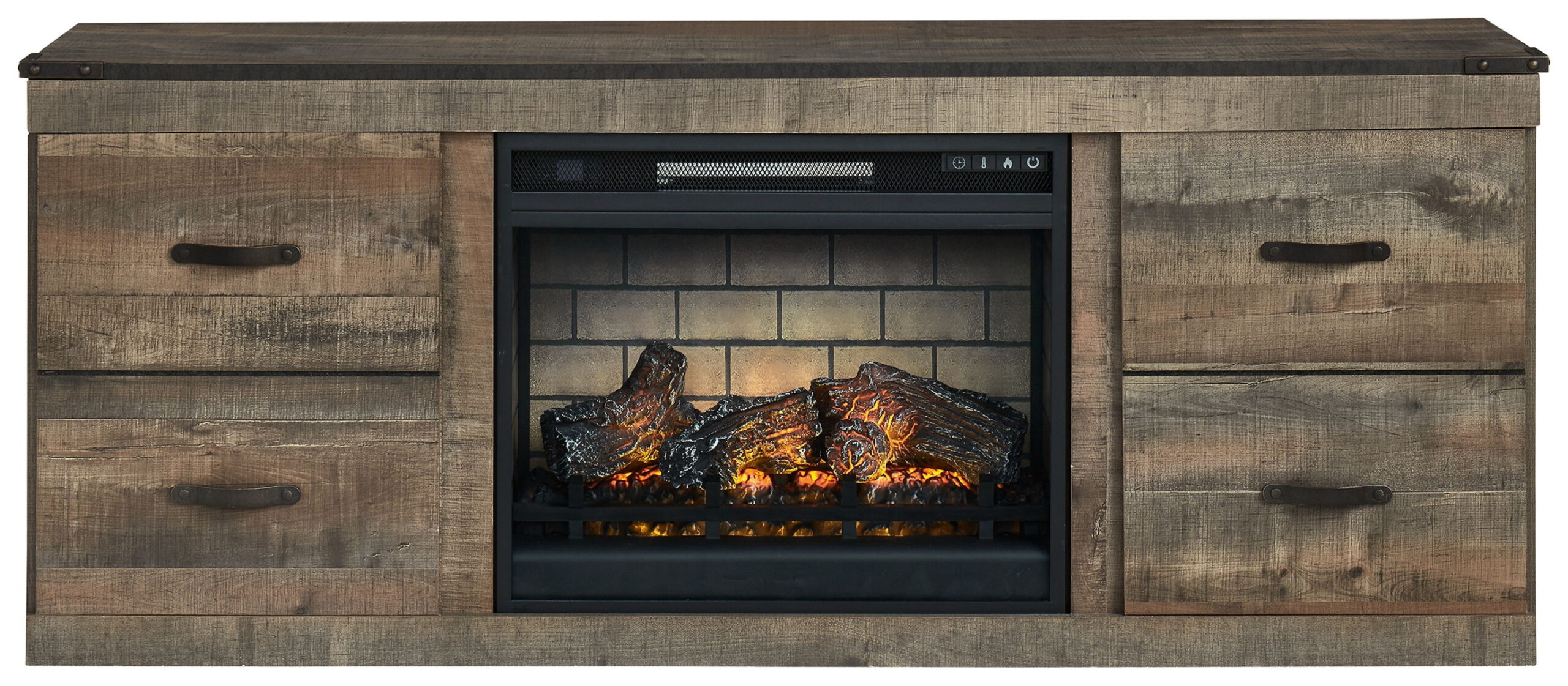 Trinell - TV Stand With Electric Fireplace - Brown - Image 3