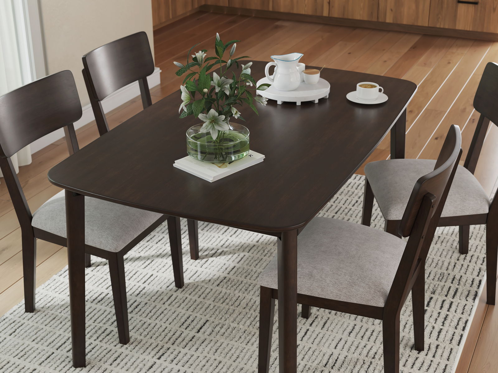 Mallenette - Dining Room Table Set (Set of 5) - Merlot - Image 3