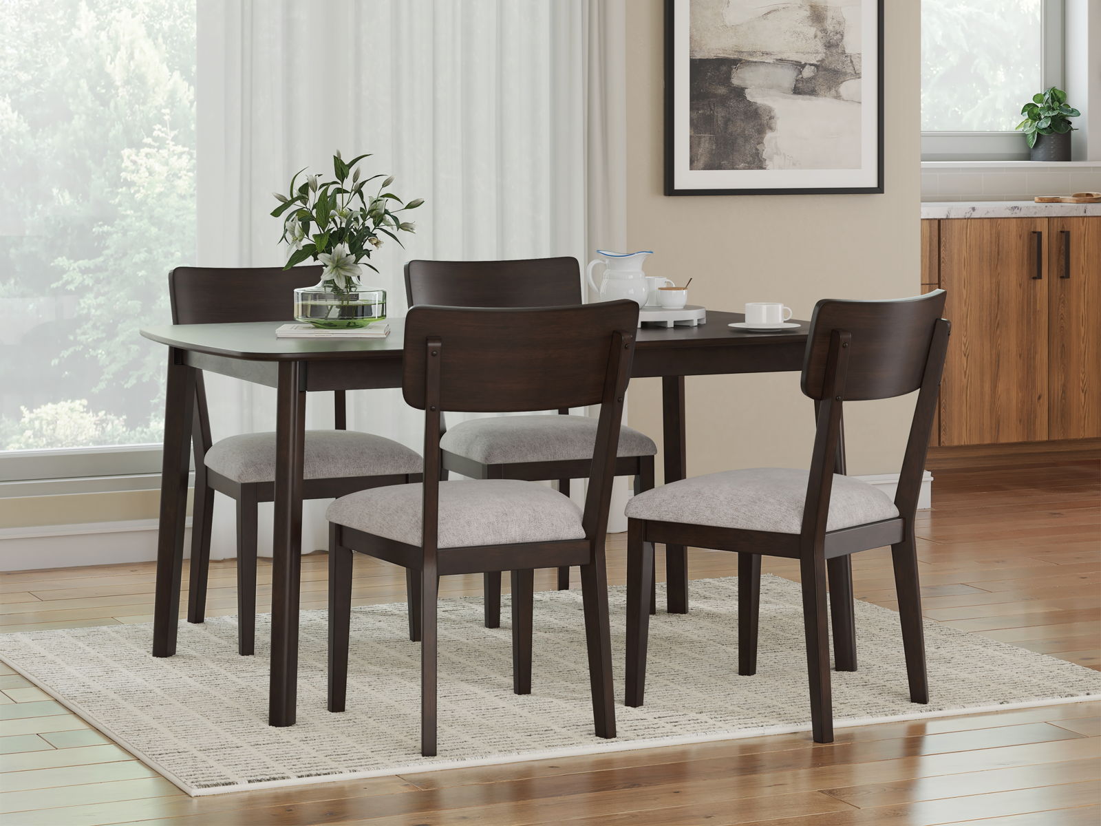 Mallenette - Dining Room Table Set (Set of 5) - Merlot - Image 4