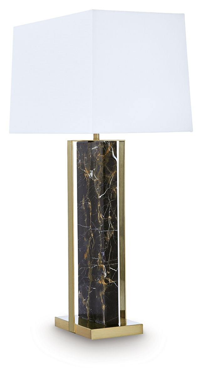Neonish - Marble Table Lamp - Black / Gold Finish - Image 2