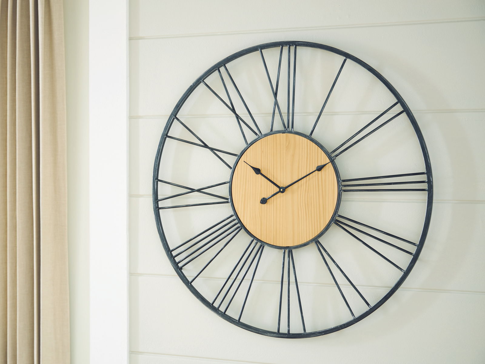 Brockett - Wall Clock - Black / Natural - Image 4