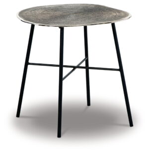 Laverford - Round End Table - Chrome / Black