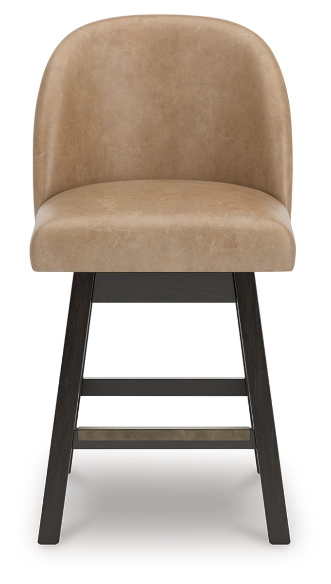 Neymorton - Upholstered Swivel Faux Leather Barstool (Set of 2) - Dark Grayish Brown - Image 3