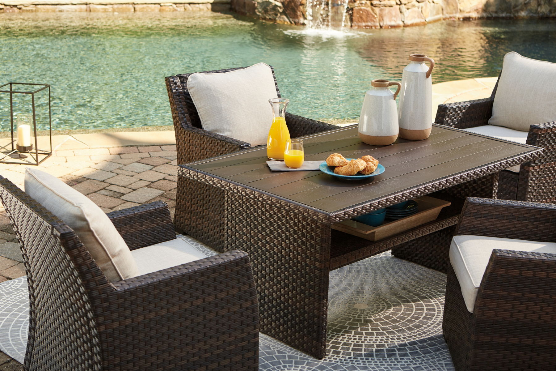 Easy Isle - RECT Multi-Use Table - Dark Brown / Beige - Image 3
