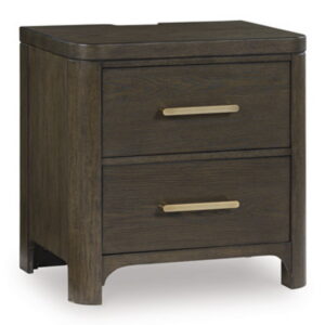 Radkin - Two Drawer Night Stand - Burnished Brown
