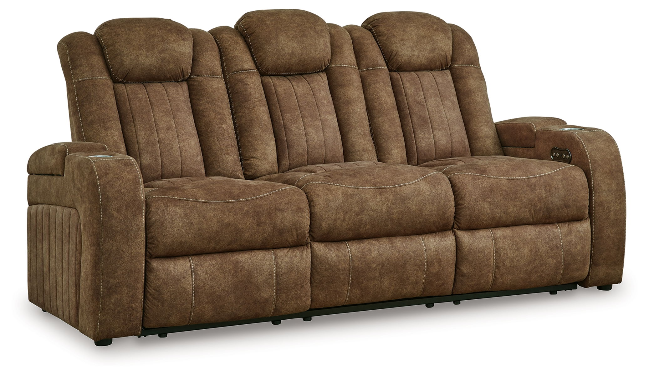 Wolfridge - 2 Pc. - Power Reclining Sofa, Power Reclining Loveseat With Console - Brindle - Image 2
