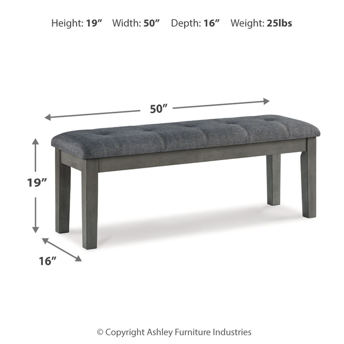 Hallanden - Large UPH Dining Room Bench - Black / Gray - Image 4