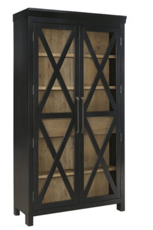 Ridgester - Display Cabinet - Light Brown / Black