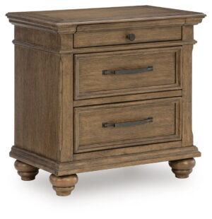 Karallin - Three Drawer Night Stand - Medium Brown
