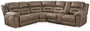Ravenel - 3-Piece Power Reclining Sectional With Raf Power Reclining Loveseat With Console - Faux Leather - Fossil