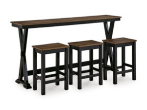 Wildenauer - Rectangular Dining Room Counter Table Set (Set of 4) - Brown / Black