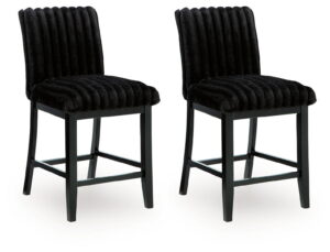 Mervannie - Upholstered Barstool (Set of 2) - Black