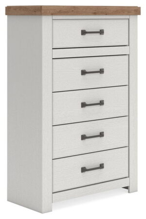 Savonport - Five Drawer Chest - White / Brown