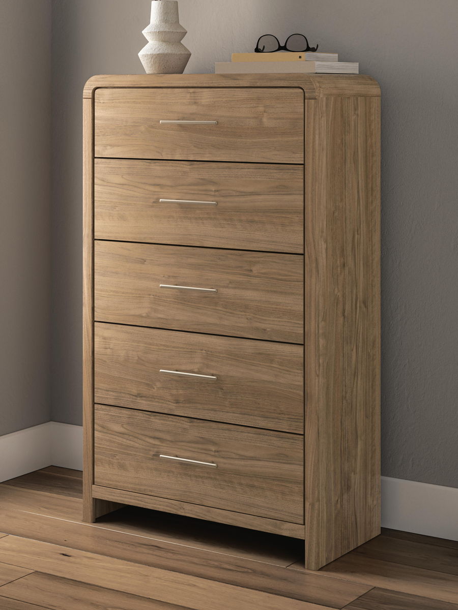 Gramburg - Five Drawer Chest - Warm Natural Brown - Image 2