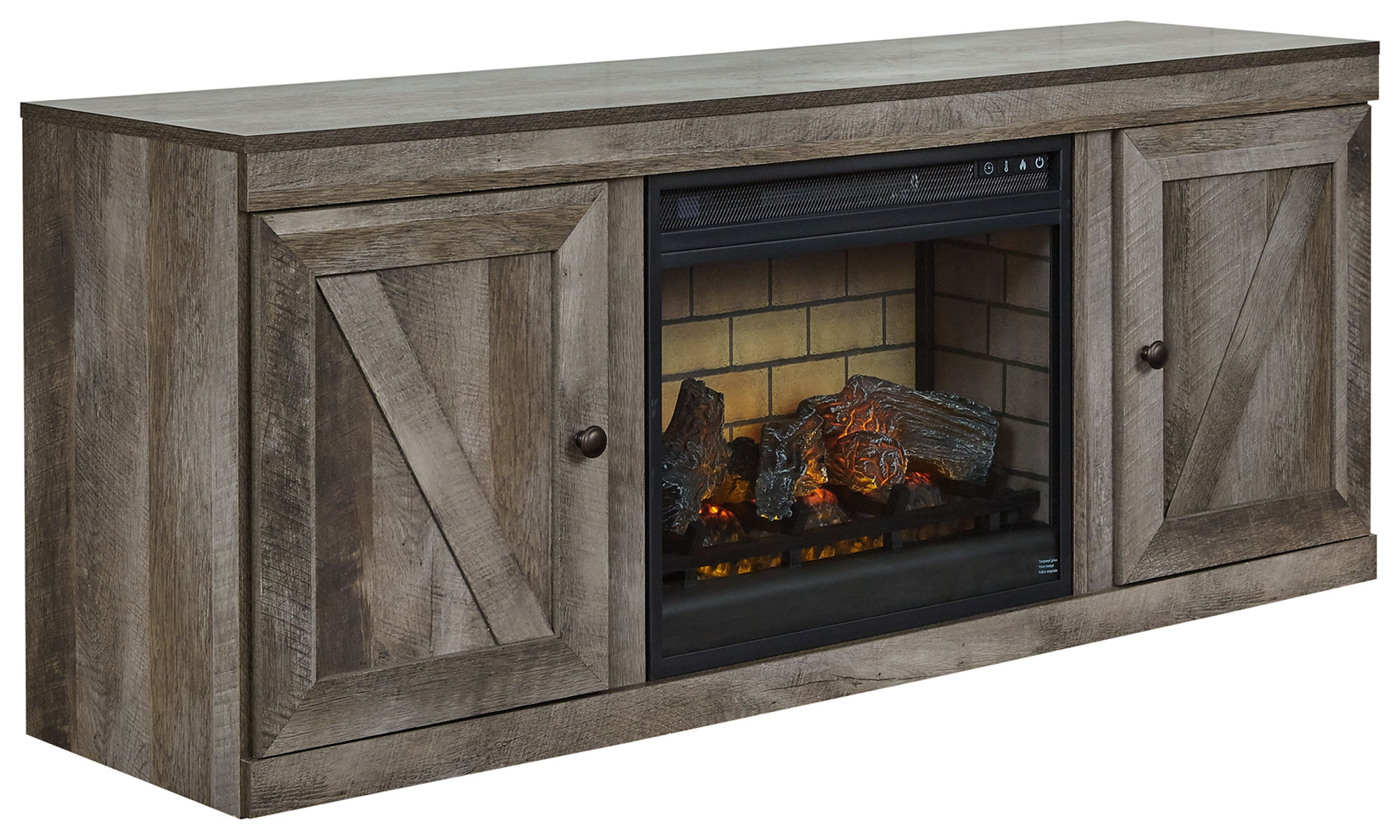Wynnlow - TV Stand With Faux Firebrick Fireplace Insert - Gray - Image 4