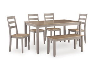 Harperfeld - Dining Room Table Set (Set of 6) - Natural / Gray