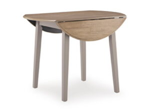 Harperfeld - Round Dining Room Drop Leaf Table - Natural / Gray