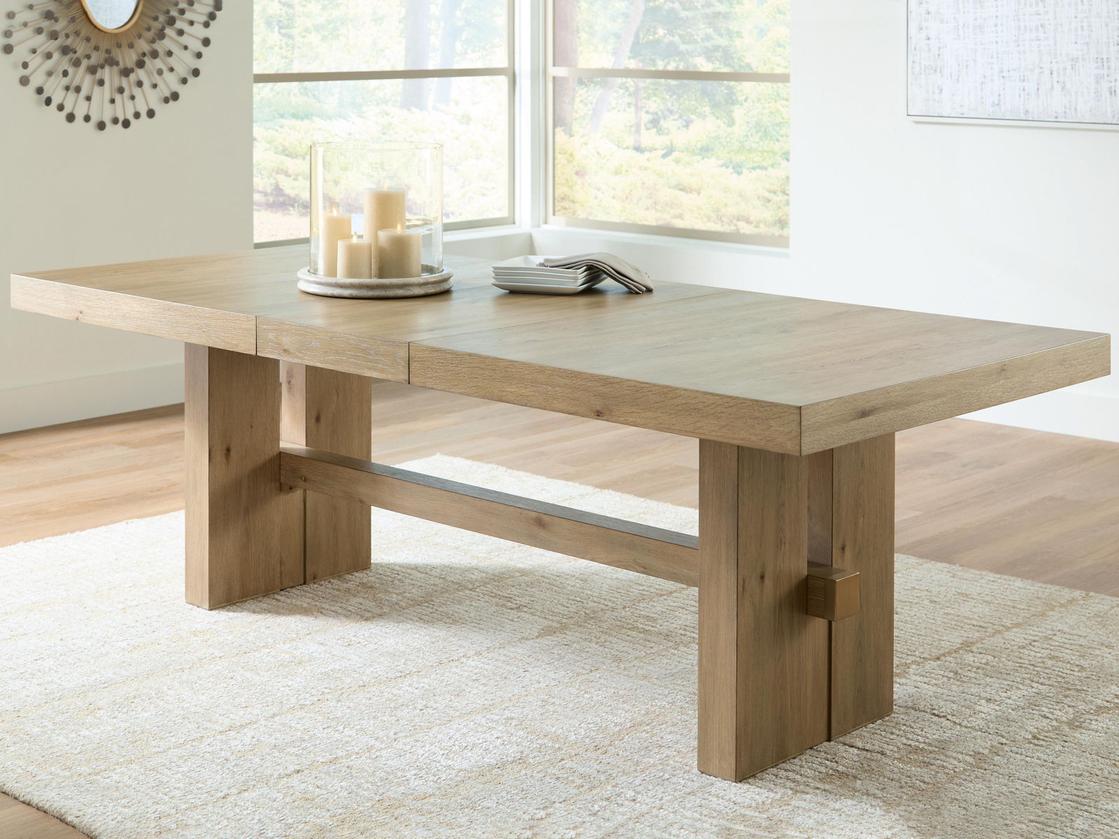 Lasinger - Rectangular Dining Room Extension Table - Light Brown - Image 4