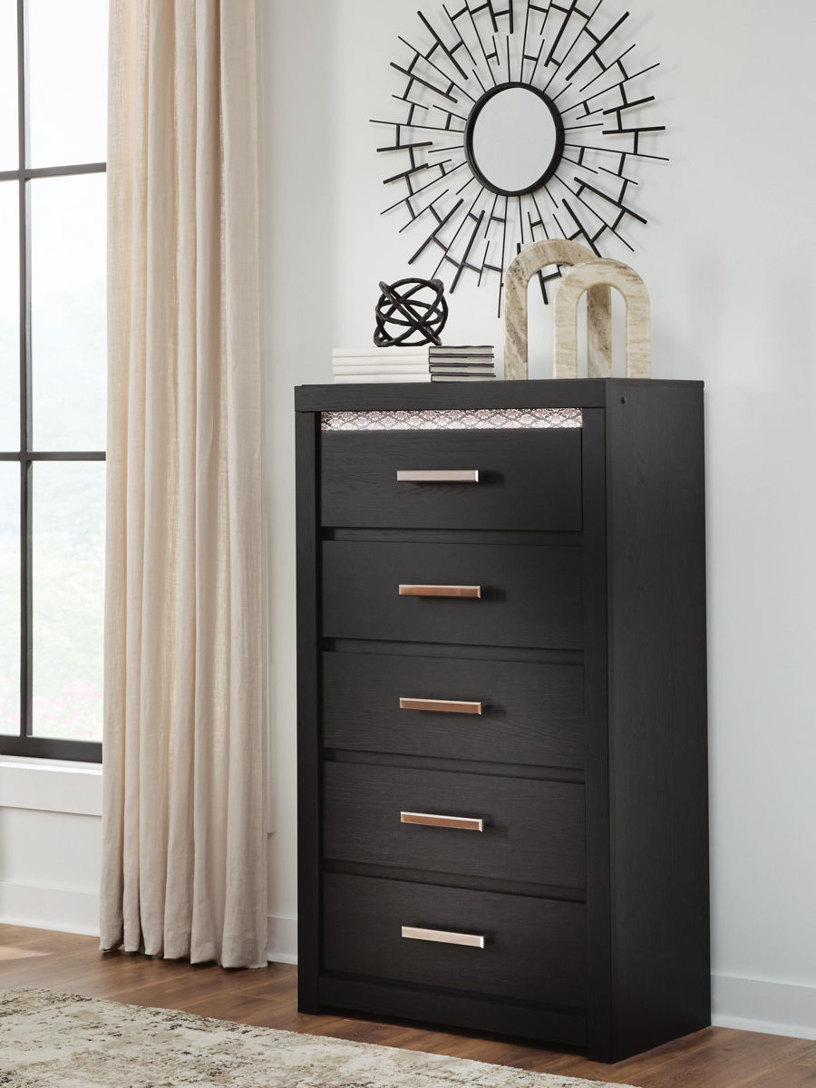 Shoralli - Five Drawer Chest - Black - Image 2